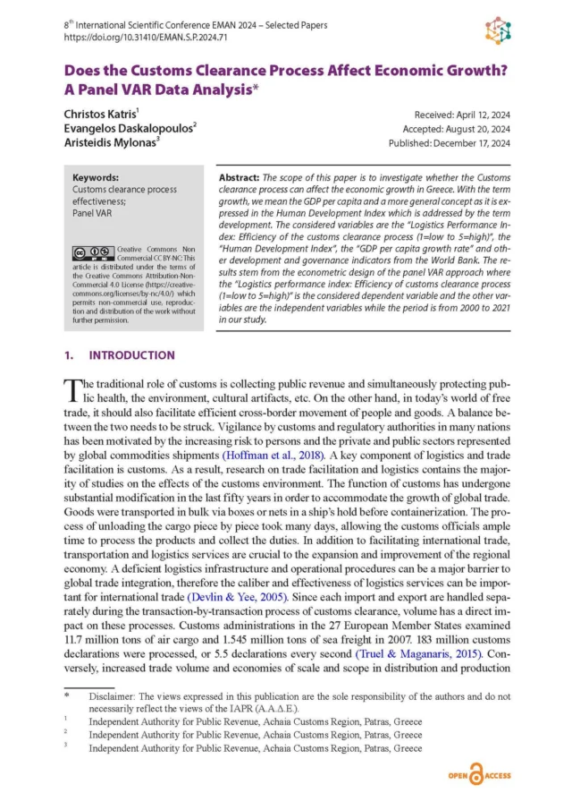🏆 EMAN Best Paper Award 🏆

At our conferences, we celebrate outstanding academic contributions through the #BestPaperAward, recognizing research that demonstrates innovation, impact, and technical excellence.

📌 Who is eligible?
- All full papers published in #ConferenceProceedings & #SelectedPapers
- Open to scholars, students, educators, policymakers, and professionals

📌 How are winners selected?
- Top 5 highest-scoring papers from the review process are shortlisted
- Candidates are announced before the final publication
- The Scientific Committee evaluates papers based on innovation, significance to the research community, scientific impact, and technical excellence.

🎉 #EMAN2024 Best Paper Award Winners 🎉

📄 Does the Customs Clearance Process Affect Economic Growth? A Panel VAR Data Analysis

🏅 Authors: Christos Katris, Evangelos Daskalopoulos, Aristeidis Mylonas representing Independent Authority for Public Revenue, Achaia Customs Region, Patras, #Greece

🔗 DOI: https://doi.org/10.31410/EMAN.S.P.2024.71

Will your research be next to receive this prestigious recognition? 📖✨

📢 Submit your abstract to #EMAN2025!
Abstract registration is open till March 13, 2025.

🔗 www.eman-conference.org

#AcademicExcellence #ScientificResearch #Economics #Management #CallForPapers
