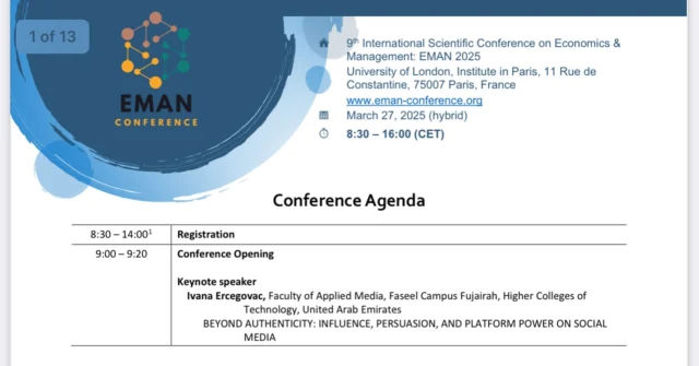 📢 EMAN 2025 Conference Agenda – Nearly 120 Presentations! 🎓✨

EMAN 2025 conference agenda is featuring nearly 120 presentations from leading researchers and professionals worldwide! 🌍

📍 Date & Venue: March 27, 2025 | University of London Institute in Paris 🇫🇷

We can’t wait to welcome you!

📢 Stay tuned for more updates. 🤗

#EMAN2025 #AcademicExcellence #GlobalConference #Innovation #Paris2025 #KnowledgeExchange